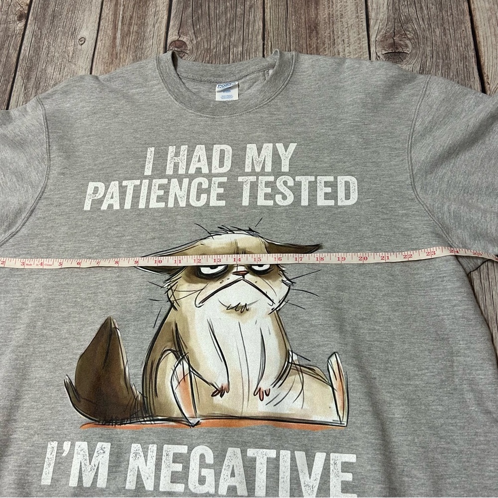 I Had My Patience Tested I'm Negative Cat Funny Gray Long Sleeve Fleece Sweater - Picture 7 of 11